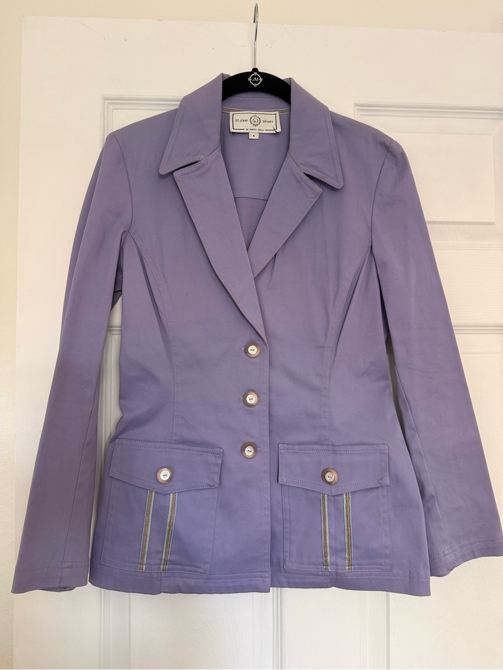 Lilac Tailored Women's Blazer Jacket with Decorative Pockets